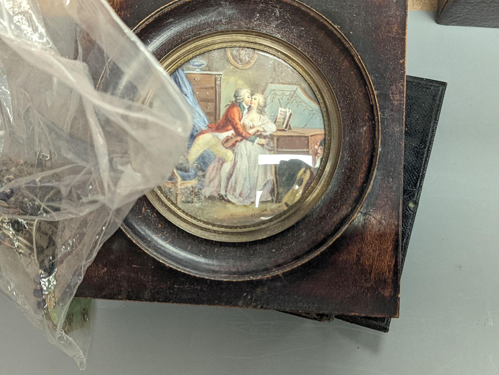 A group of costume jewellery, watches, miniatures etc.